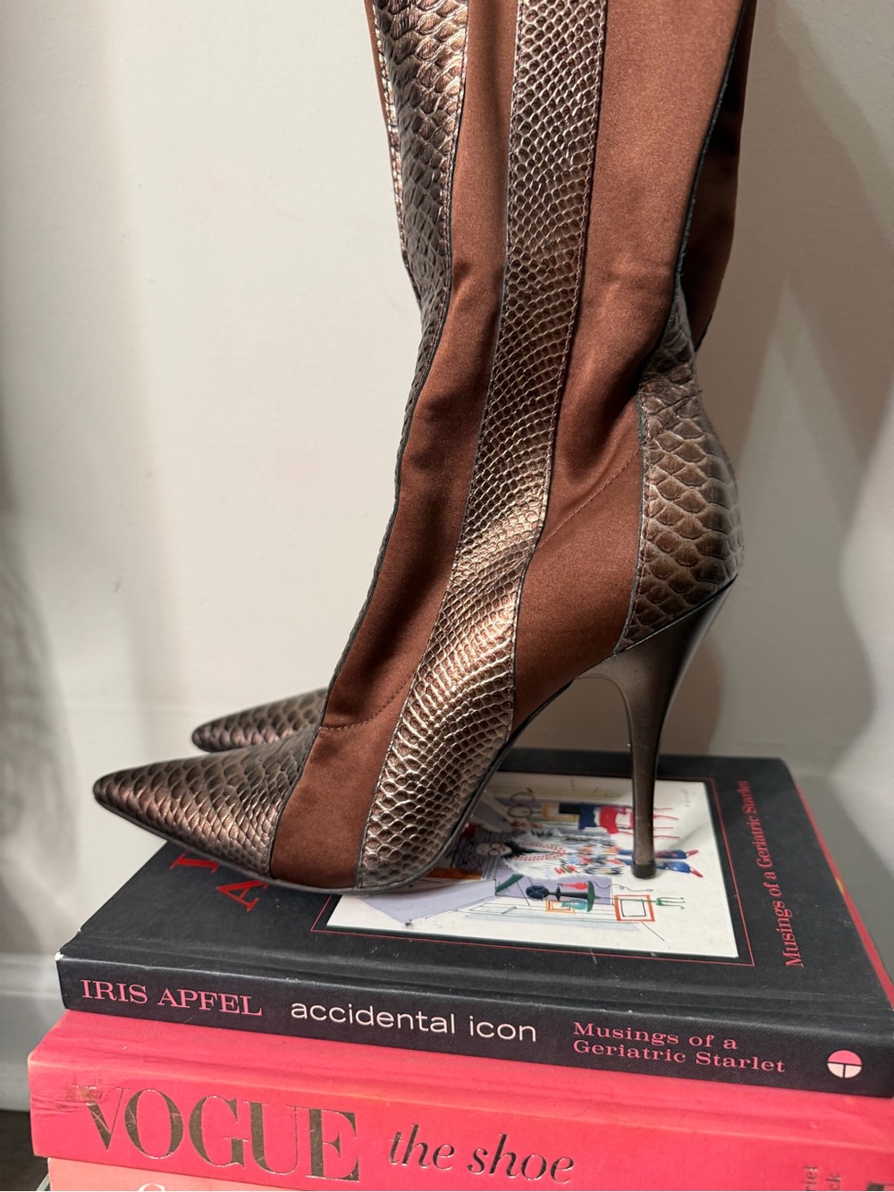 Women's Brown Pointed-Toe Stiletto Boots